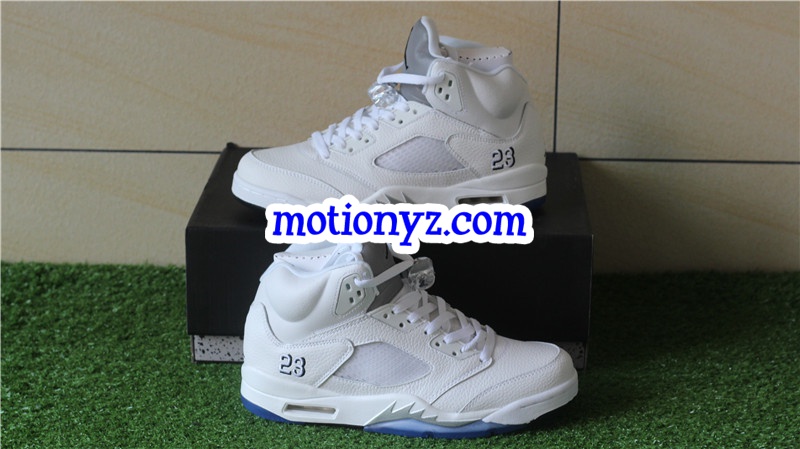 Authentic Air Jordan 5 Retro Metallic White